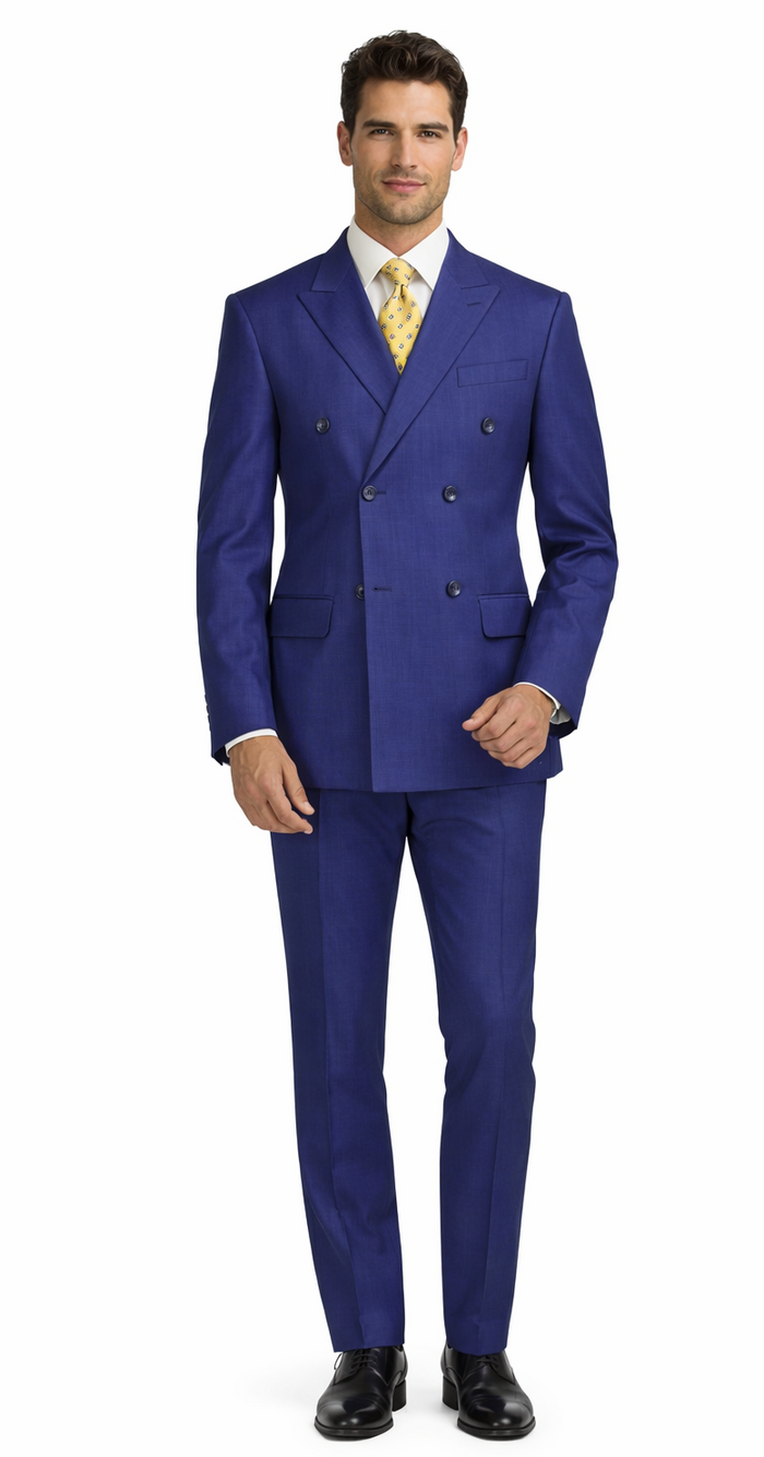 Tiglio Double-Breast Black, Grey, or Navy Wool Suit