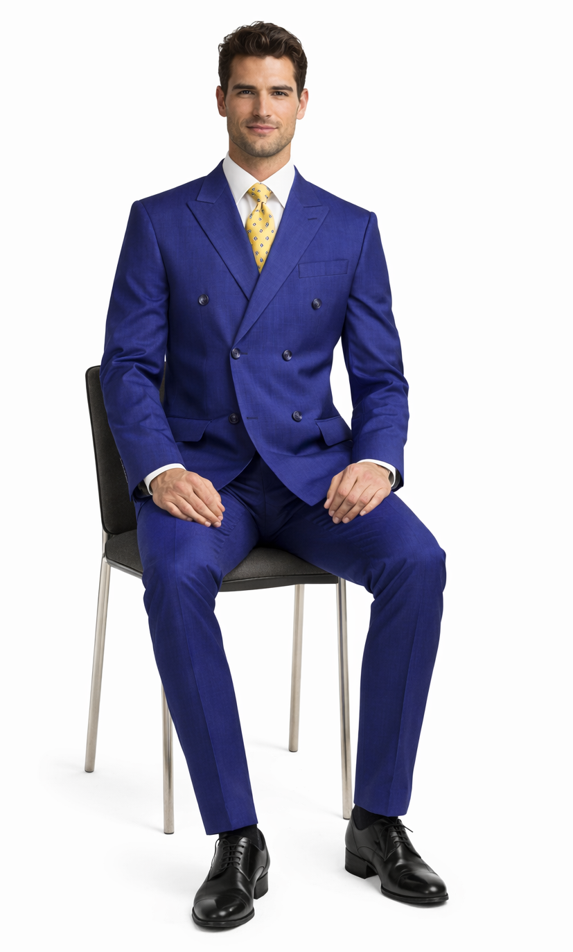 Mantoni Double-Breast Black, Grey, or Navy Wool Suit - 34 Short or Extra Small