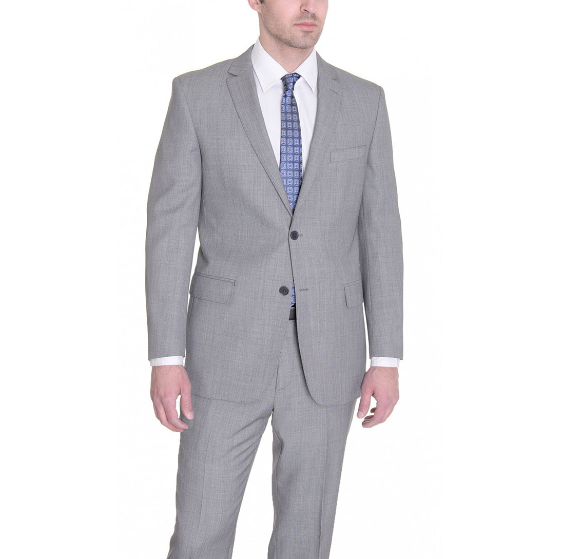 Mantoni Lt. Gray Two-button Wool Suit in Modern or Slim-Fit - 34 Short or Extra Small