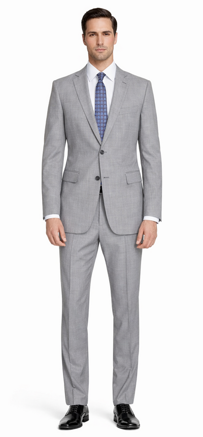 Tiglio Lt. Gray Two-button Wool Suit in Modern or Slim-Fit