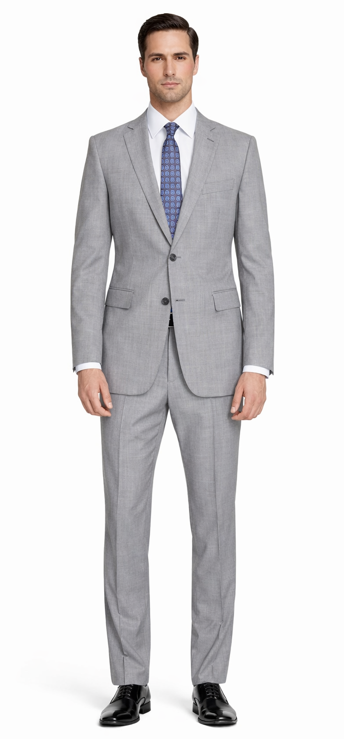 Mantoni Lt. Gray Two-button Wool Suit in Modern or Slim-Fit - 34 Short or Extra Small