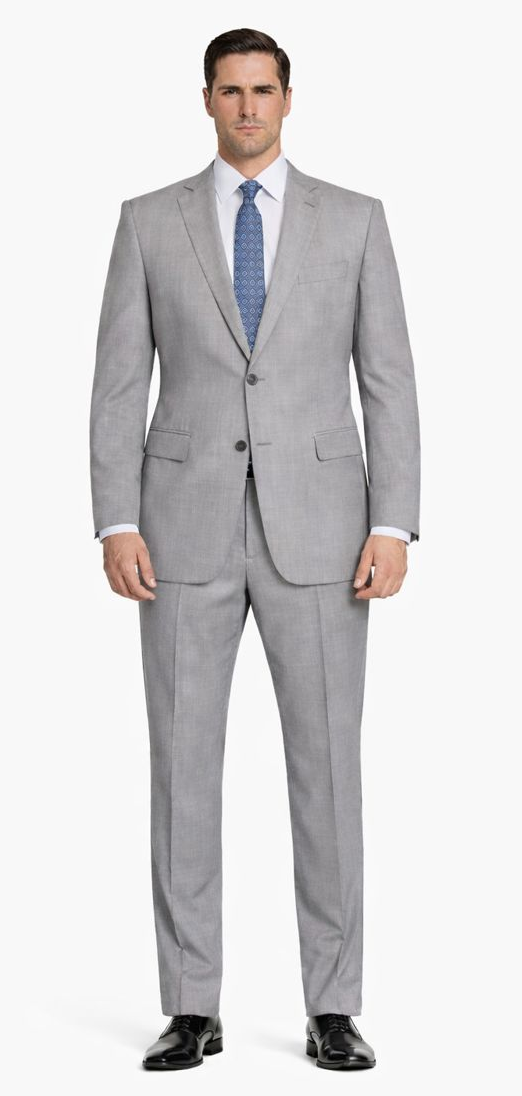 Mantoni Lt. Gray Two-button Wool Suit in Modern or Slim-Fit - 34 Short or Extra Small