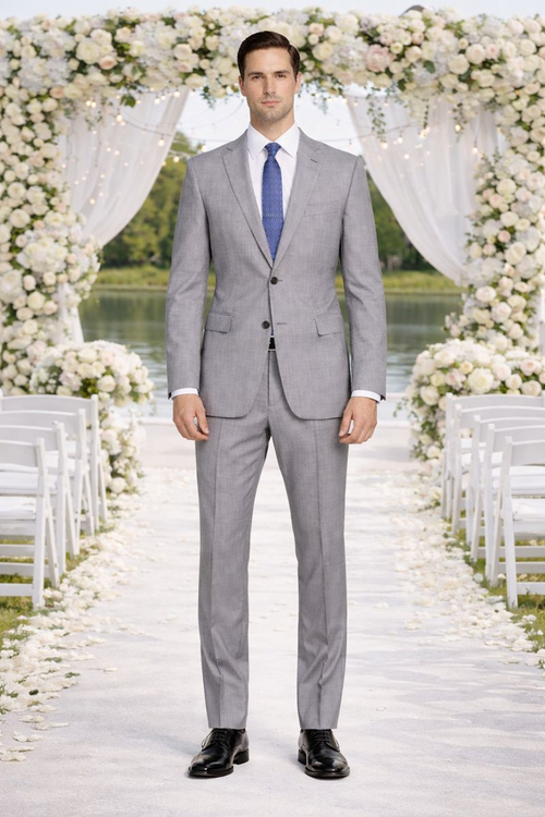 Tiglio Lt. Gray Two-button Wool Suit in Modern or Slim-Fit