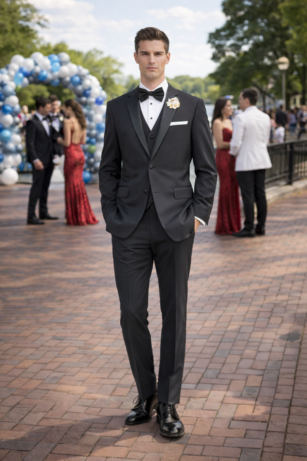 Mens Tiglio Black Tuxedo – Classic Formal Dinner Suit for Wedding, Prom and Black Tie Events - 34 Short or Extra Small