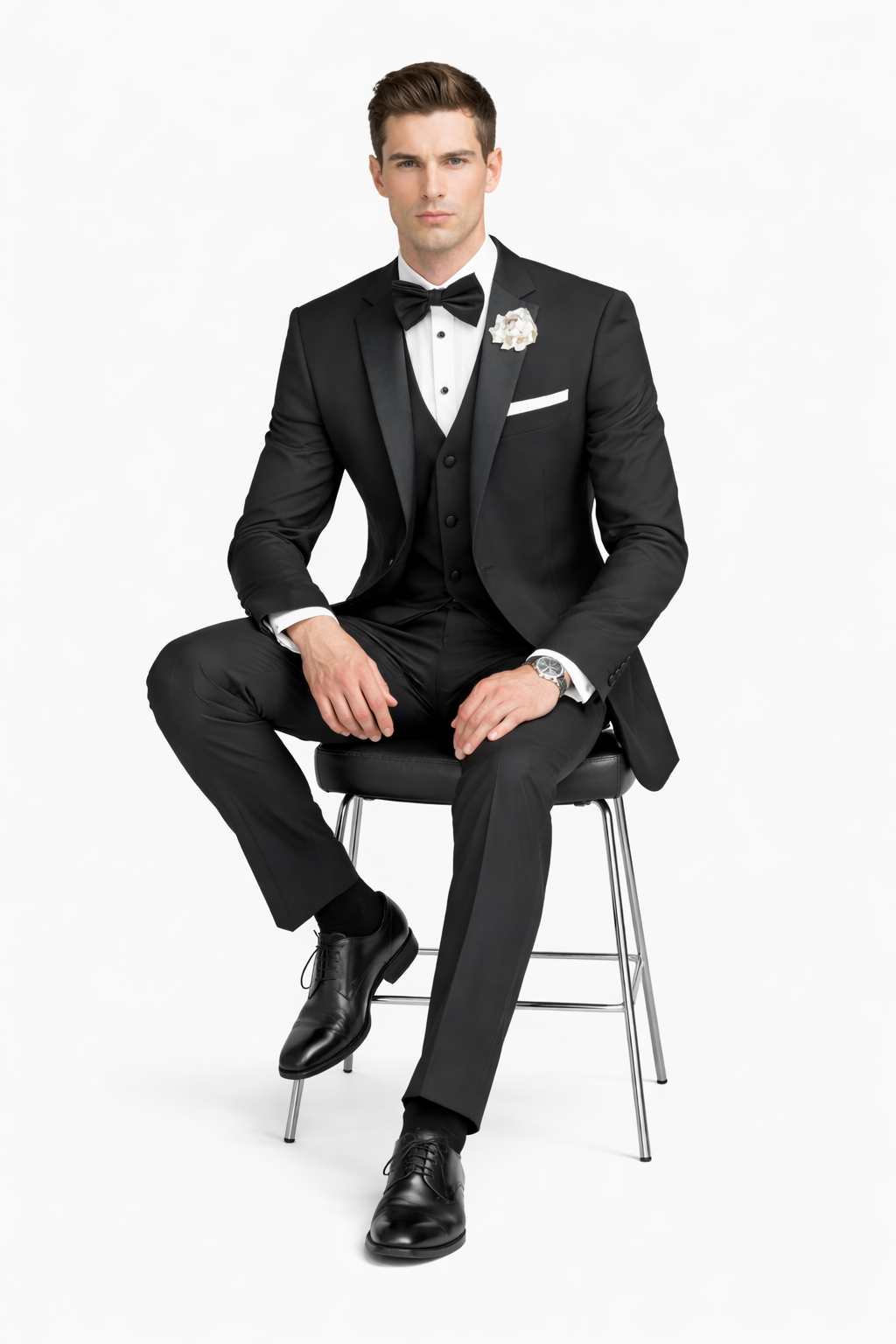 Mens Tiglio Black Tuxedo – Classic Formal Dinner Suit for Wedding, Prom and Black Tie Events - 34 Short or Extra Small