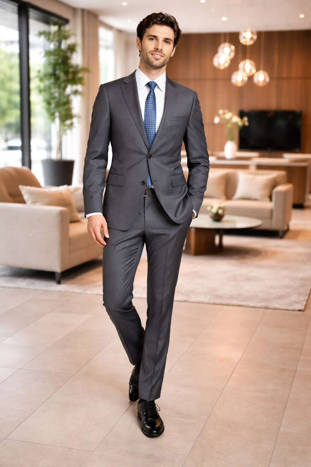 Mens Tiglio Gray Suit – Classic 2 Piece Grey Suit for Wedding, Business and Formal Wear