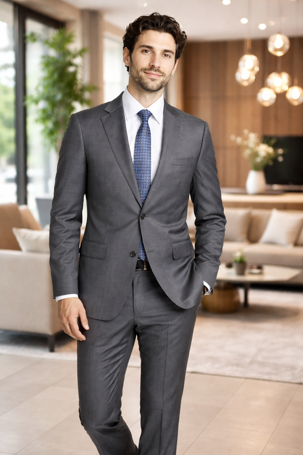 Mens Tiglio Gray Suit – Classic 2 Piece Grey Suit for Wedding, Business and Formal Wear - 34 Short or Extra Small