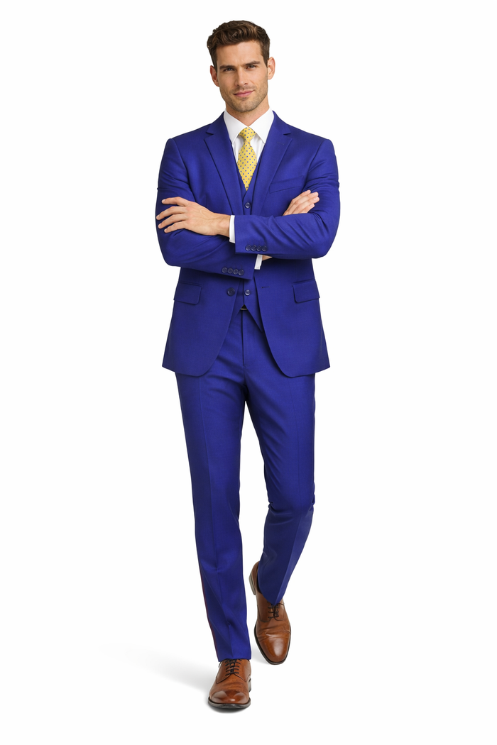 Mens Tiglio French Blue Suit – Stylish Blue Suit for Wedding, Business and Formal Wear