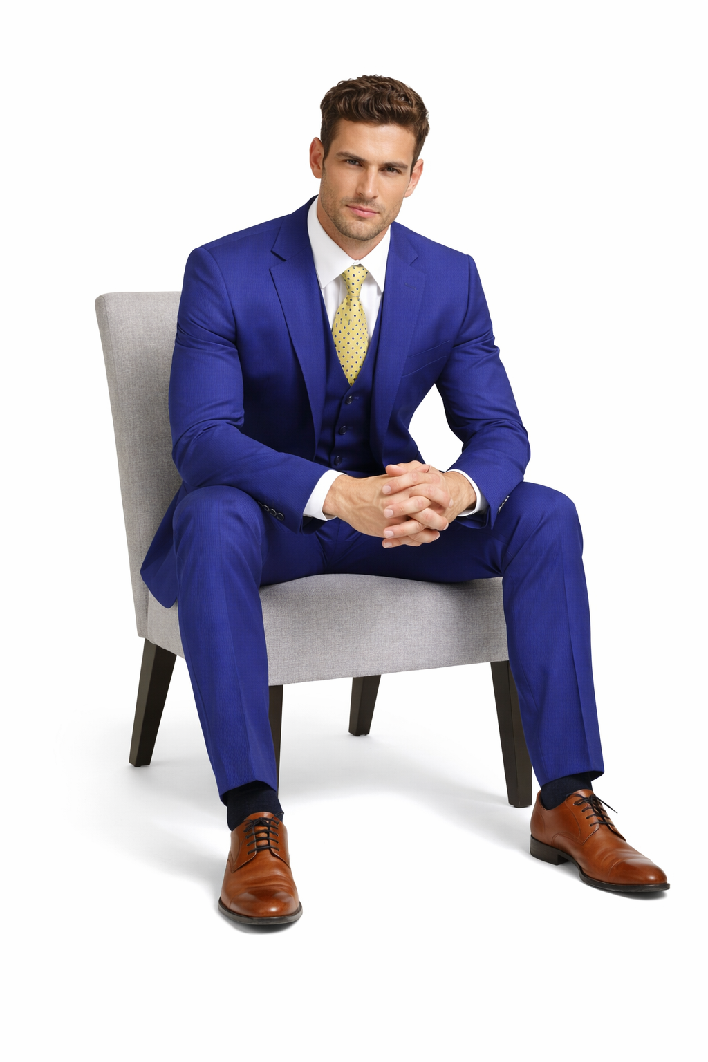 Mens Tiglio French Blue Suit – Stylish Blue Suit for Wedding, Business and Formal Wear - 34 Short or Extra Small
