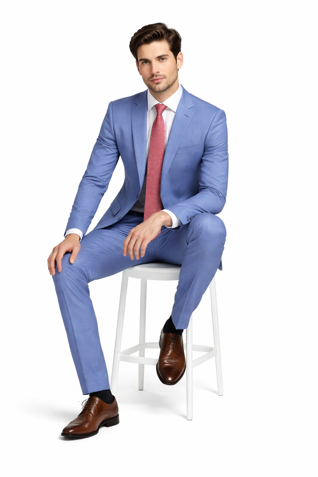 Mens Light Blue Suit Tiglio – Slim Fit Formal Suit for Summer and Weddings - 34 Short or Extra Small