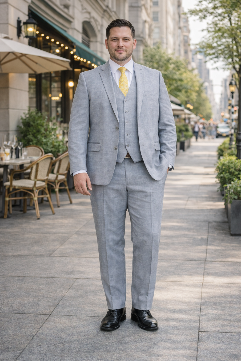 Tiglio Light Gray Suit for Men – Elegant Wedding and Business Formal Suit - 34 Short or Extra Small