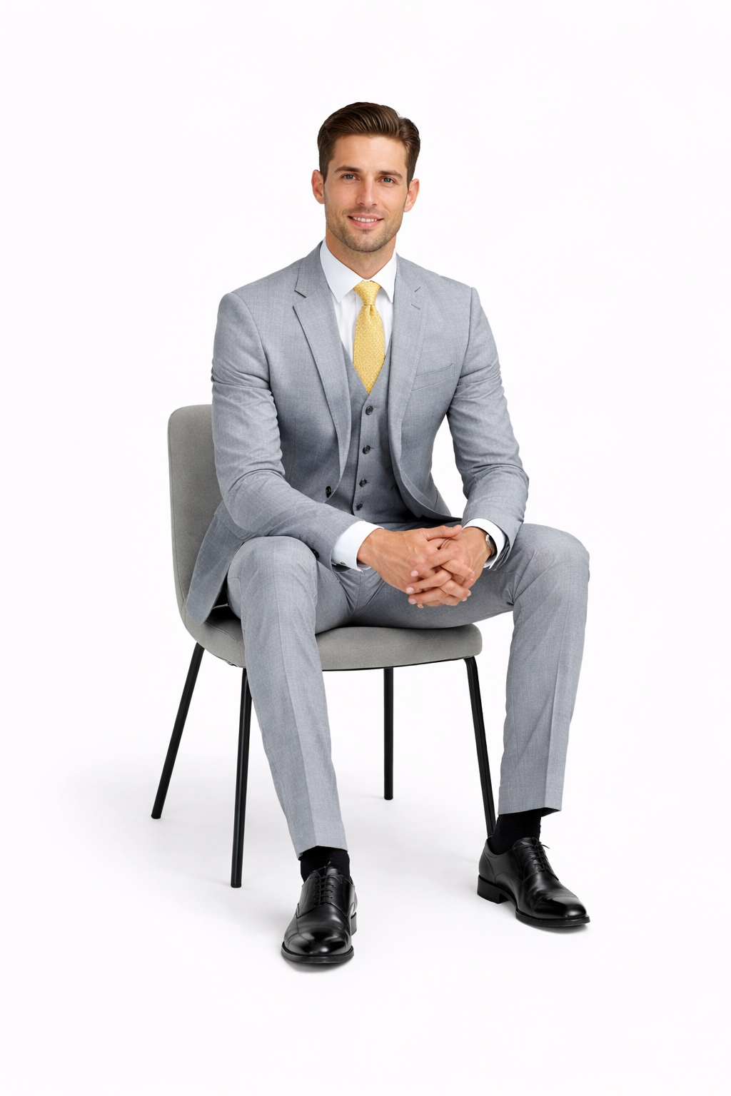 Tiglio Light Gray Suit for Men – Elegant Wedding and Business Formal Suit