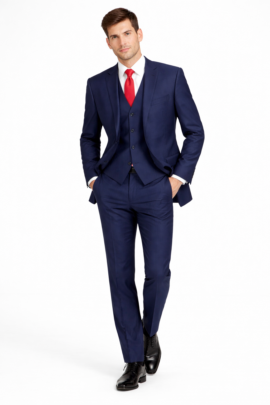 Mens Tiglio Solid Navy Suit – Classic 2 Piece Navy Blue Suit for Wedding, Business & Formal Wear - 34 Short or Extra Small