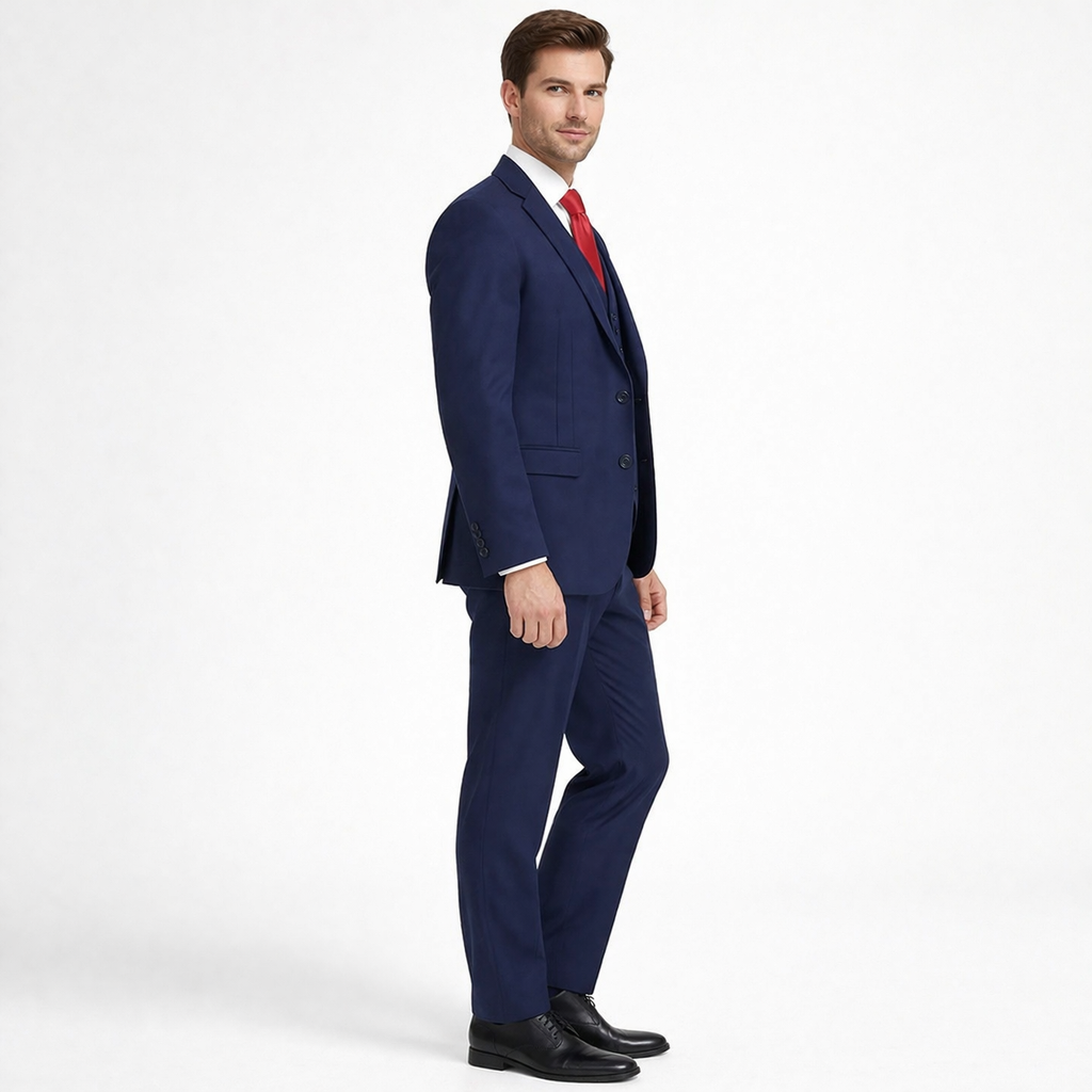 Mens Tiglio Solid Navy Suit – Classic 2 Piece Navy Blue Suit for Wedding, Business & Formal Wear - 34 Short or Extra Small