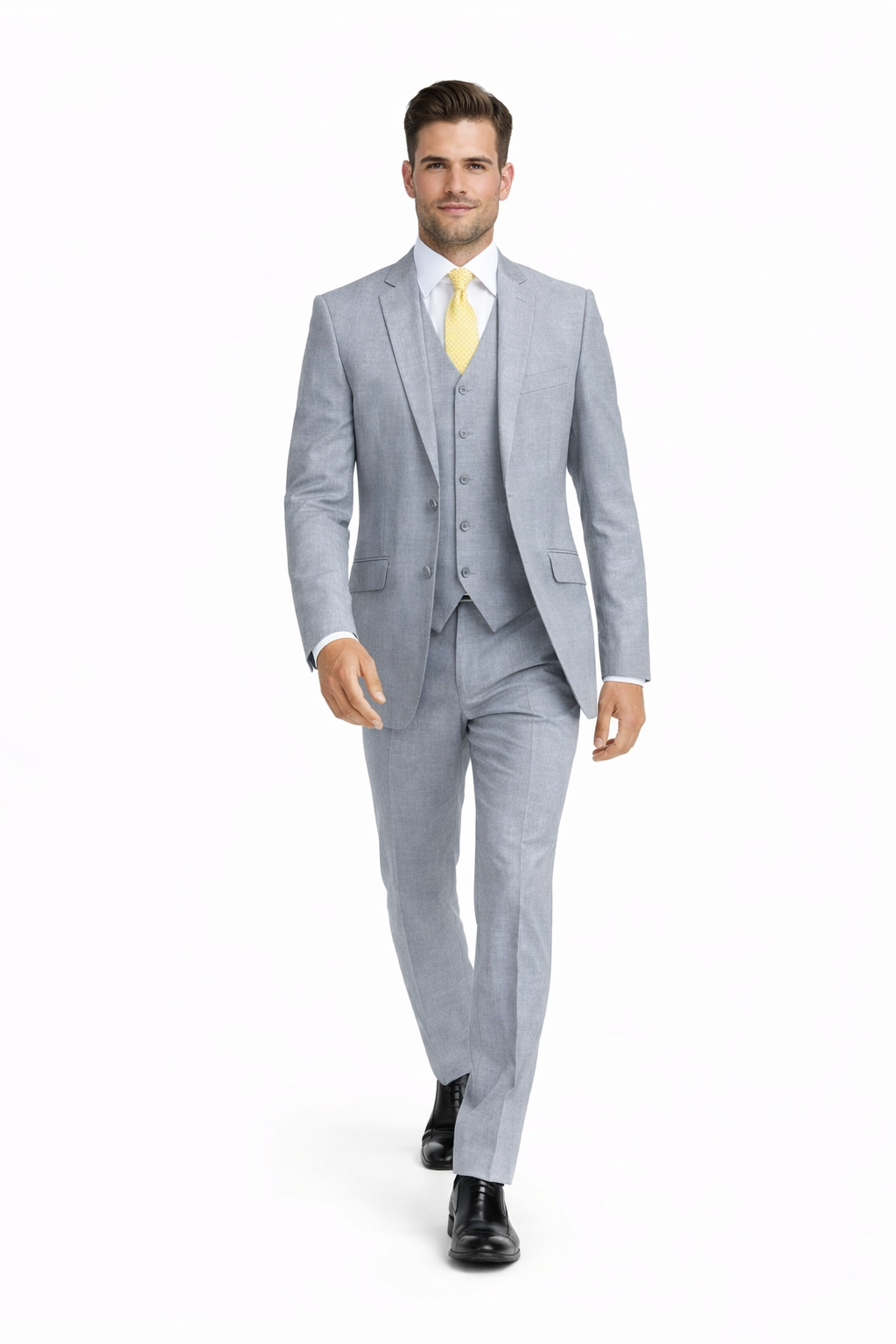 Tiglio Light Gray Suit for Men – Elegant Wedding and Business Formal Suit - 34 Short or Extra Small