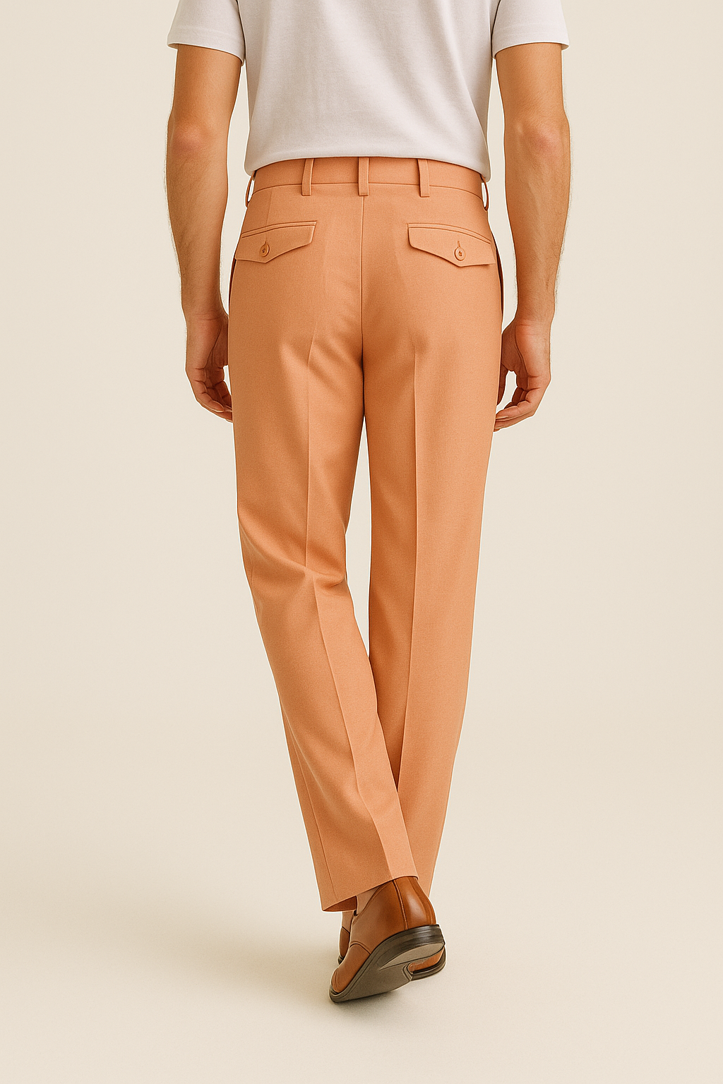 Tiglio Luxe Creamsicle Semi-Wide Leg Wool Marbella Dress Pants TL4013 - 34