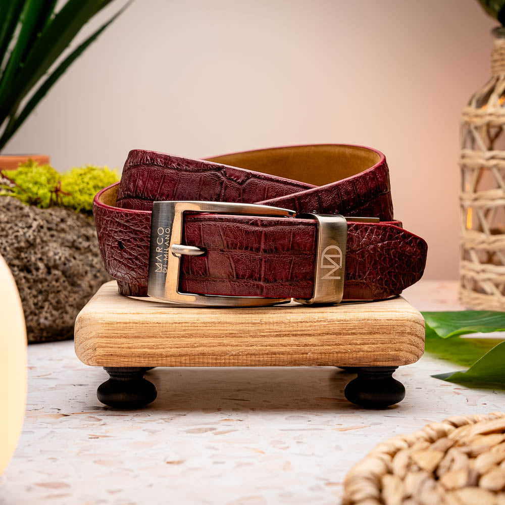 Marco_Di_Milano Silvio Belt Wine Luxury Leather Shoe - 40