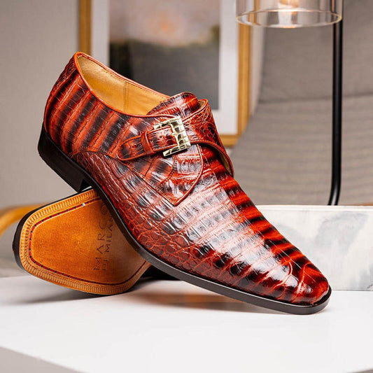 Marco Di Milano Mens Cognac Caiman Gator Dress Shoes Rovigo