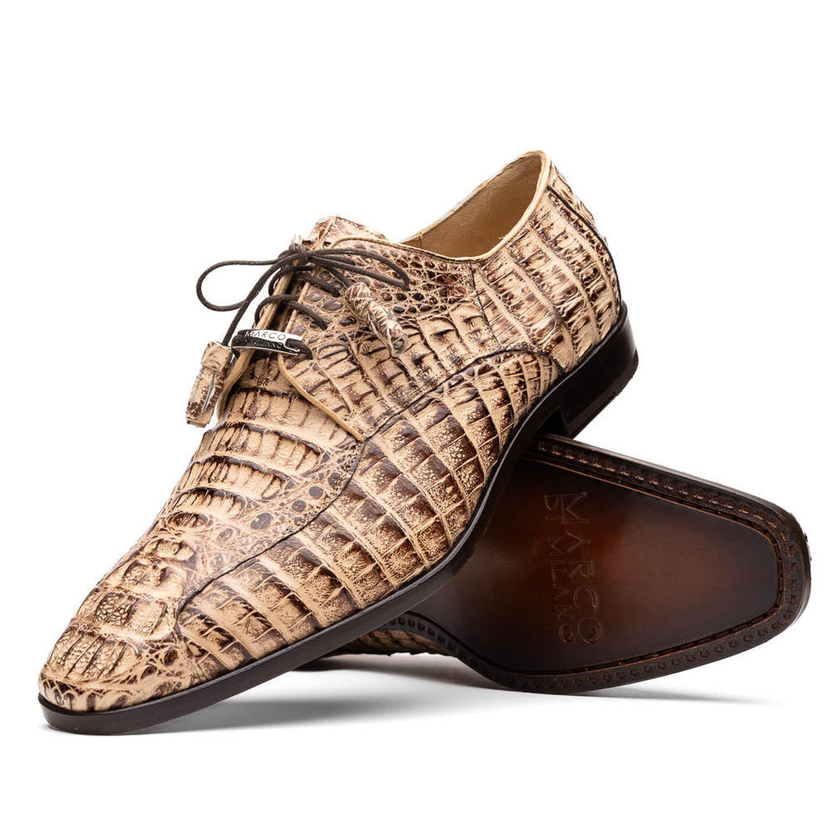 Marco Di Milano Mens Rustic Tan Caiman Gator Derby Apricena - 8