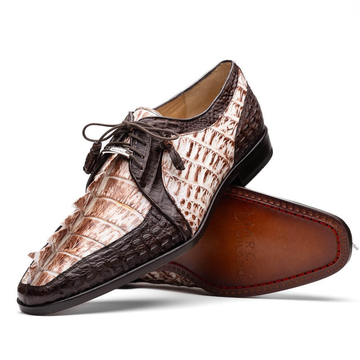 Marco Di Milano Mens White and Brown Caiman Gator Derby Caribe - 8