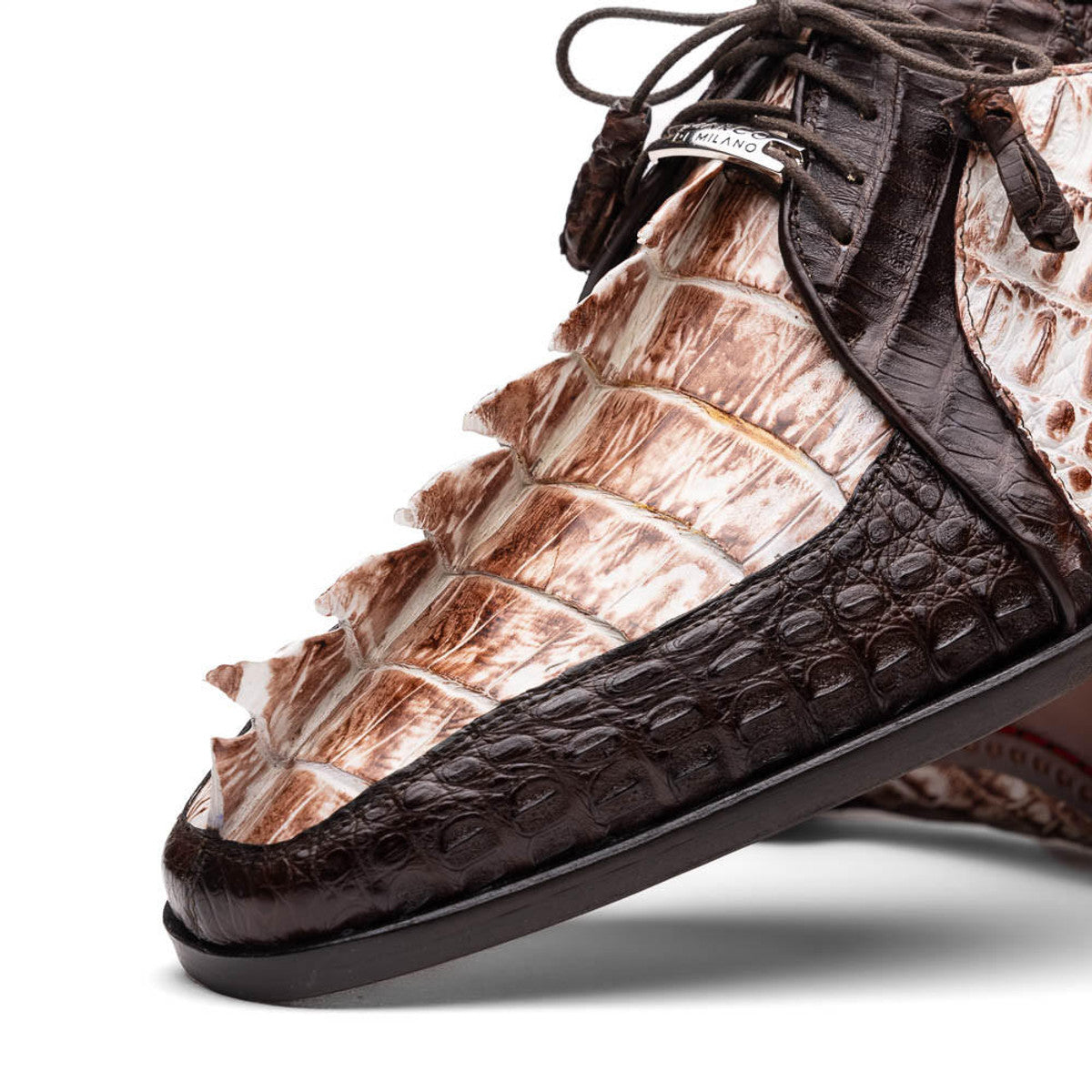 Marco Di Milano Mens White and Brown Caiman Gator Derby Caribe - 8