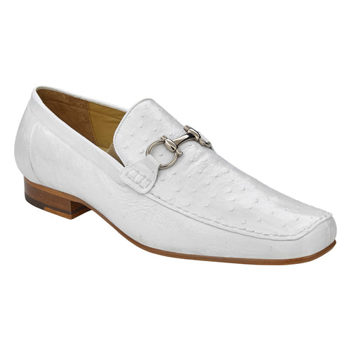 Belvedere Bartolo White Genuine Ostrich Leather Shoe