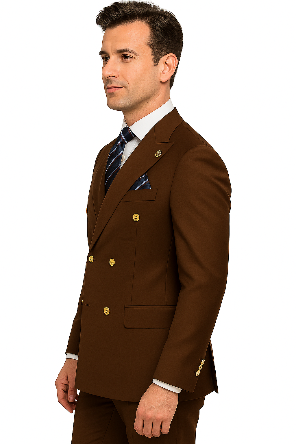 Mens Double breasted Suit - "Maroon" 1920s 1980s Style Peak Lapel Suits -  Back Side Vented  Mens Designer Modern Fit Double Breasted Wool Feel Suit- Designer Brand with Gold Buttons in Maroon - New Arrival - 36 Regular