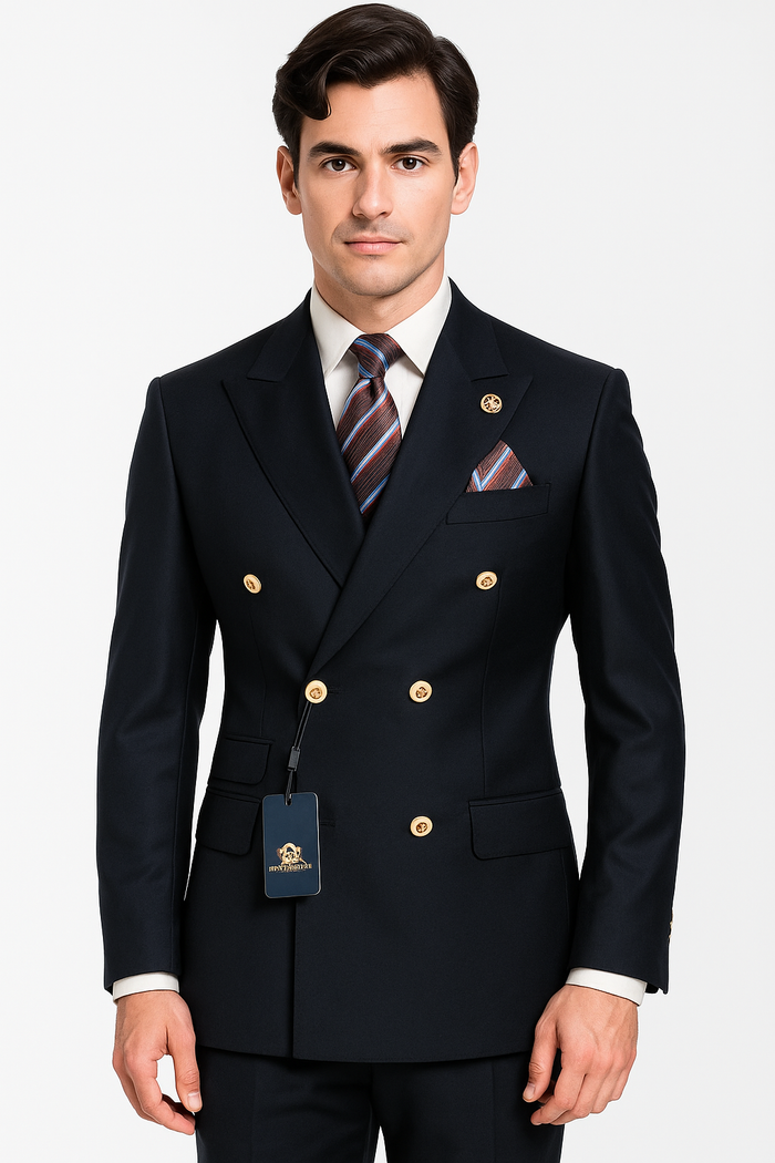 Mens Double breasted Suit - "Maroon" 1920s 1980s Style Peak Lapel Suits -Â  Back Side VentedÂ  Mens Designer Modern Fit Double Breasted Wool Feel Suit- Designer Brand with Gold Buttons in Maroon - New Arrival