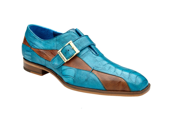 Belvedere Marte Ocean Blue Alligator & Leather Oxfords