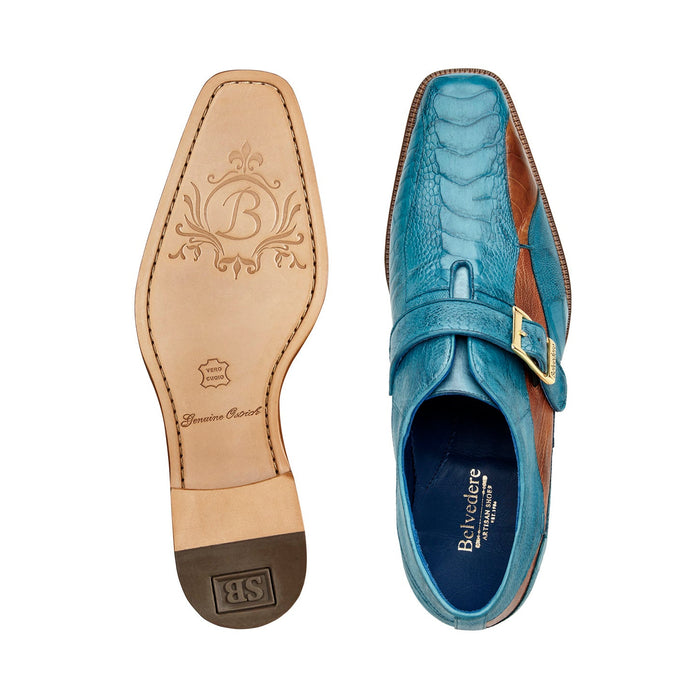 Belvedere Marte Ocean Blue Alligator & Leather Oxfords