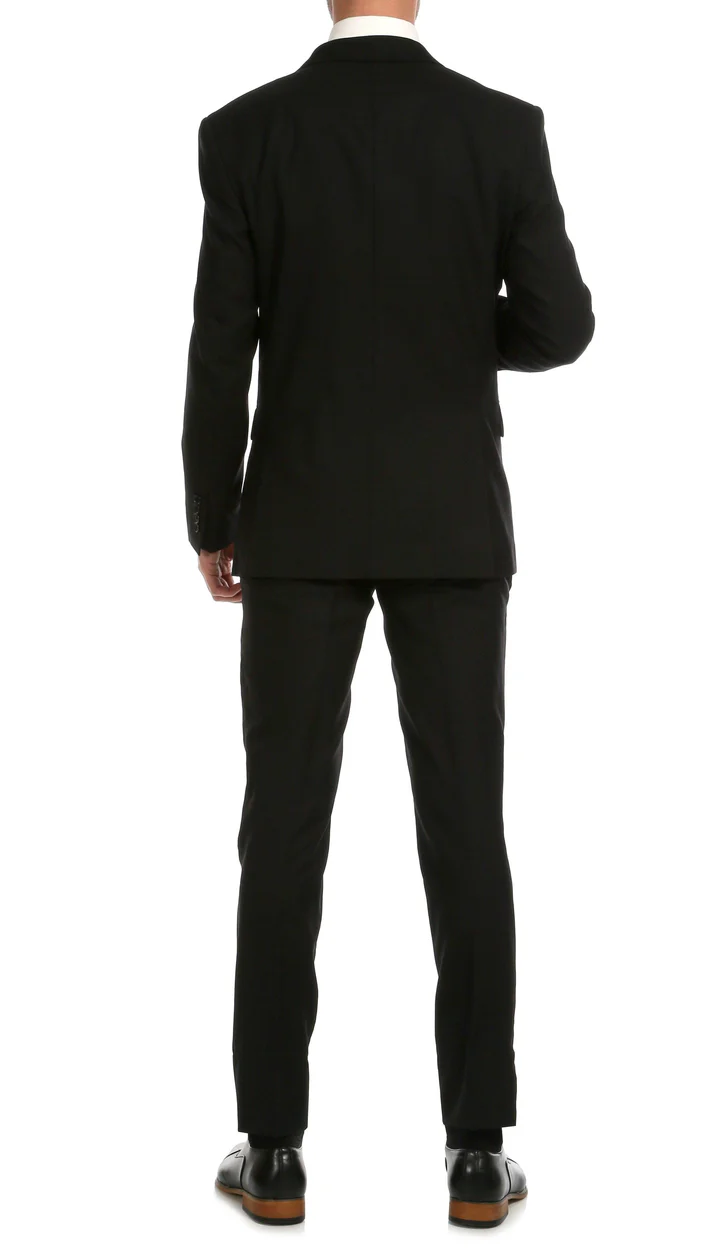 Mason  Black Men'S Premium 2 Piece Wool Slim Fit Suit