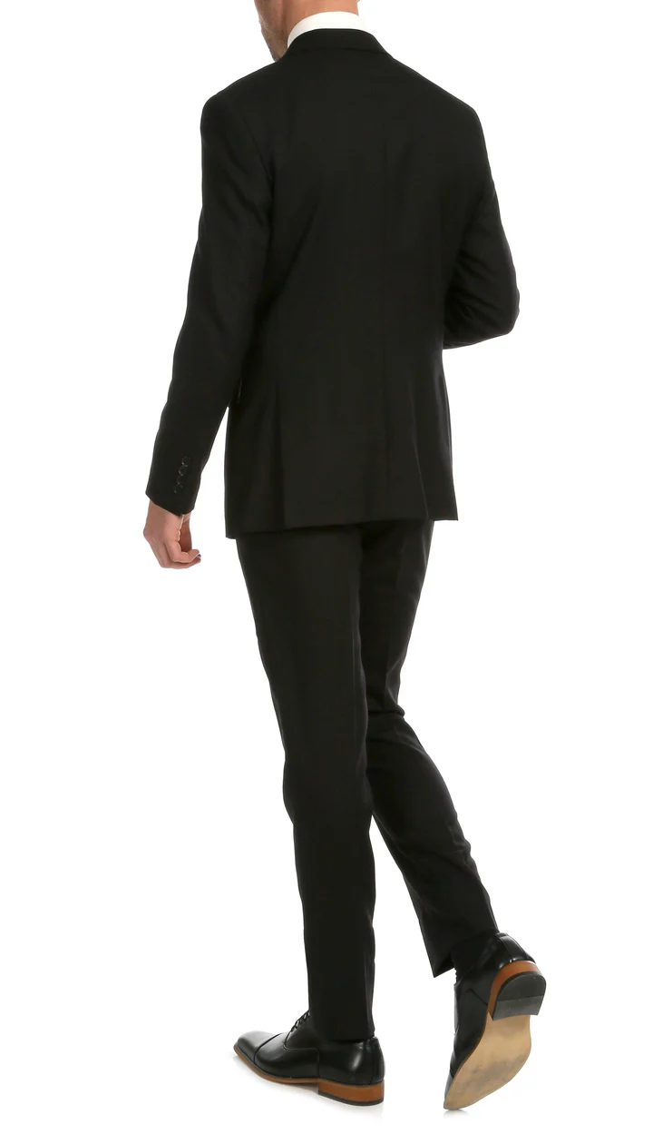 Mason  Black Men'S Premium 2 Piece Wool Slim Fit Suit