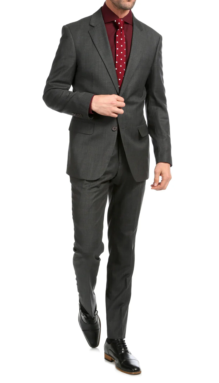Mason  Charcoal Men'S Premium 2 Piece Wool Slim Fit Suit