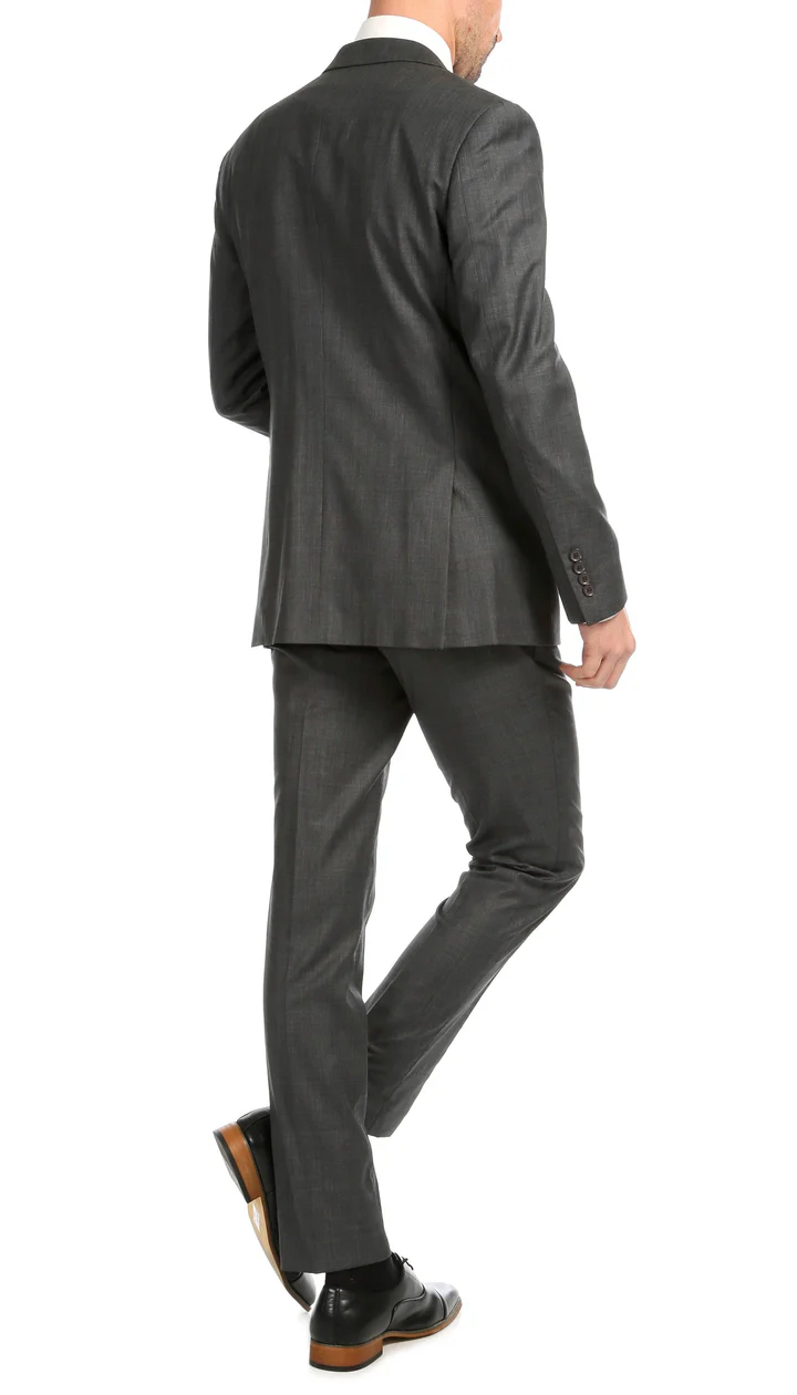 Mason  Heather Grey Men'S Premium 2 Piece Wool Slim Fit Suit - 38 Short Jacket+32 Waist Adjustable 28to34)(Height: 5 4 to5 7 )(Neck  15-16.5)S-M)