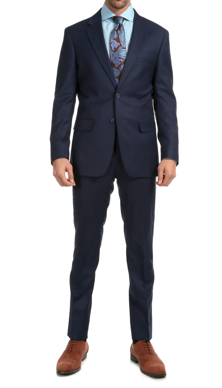 Mason  Navy Men'S Premium 2PC Premium Wool Slim Fit Suit - 38 Short Jacket+32 Waist Adjustable 28to34)(Height: 5 4 to5 7 )(Neck  15-16.5)S-M)