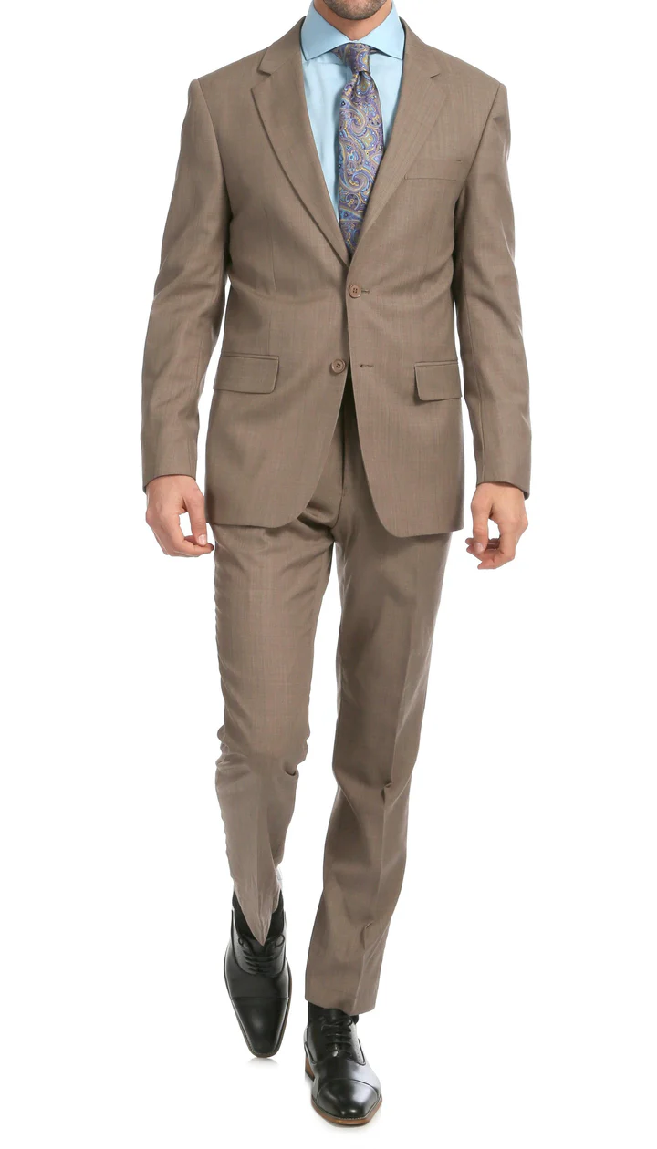 Mason  Sand  Men'S Premium 2 Piece Wool Slim Fit Suit