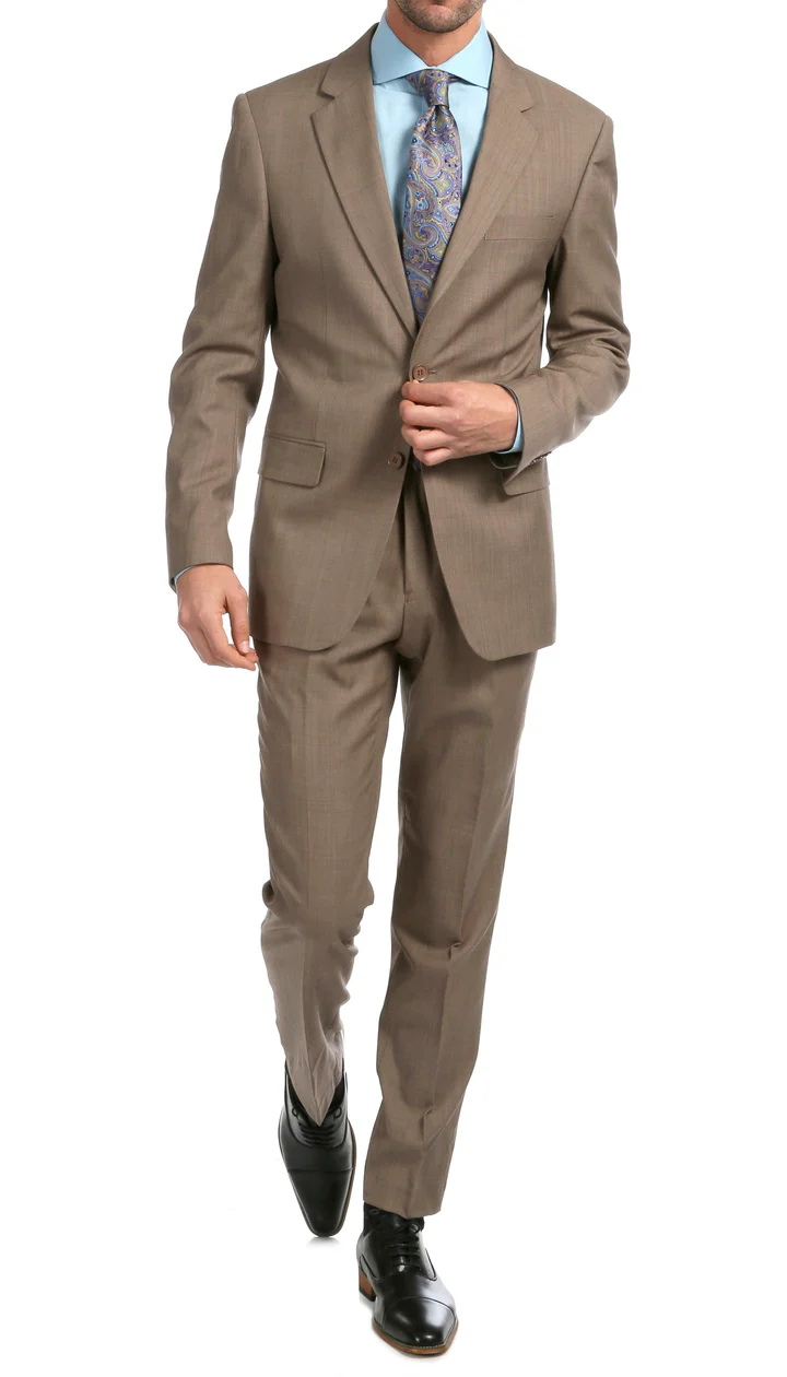 Mason  Sand  Men'S Premium 2 Piece Wool Slim Fit Suit - 38 Short Jacket+32 Waist Adjustable 28to34)(Height: 5 4 to5 7 )(Neck  15-16.5)S-M)