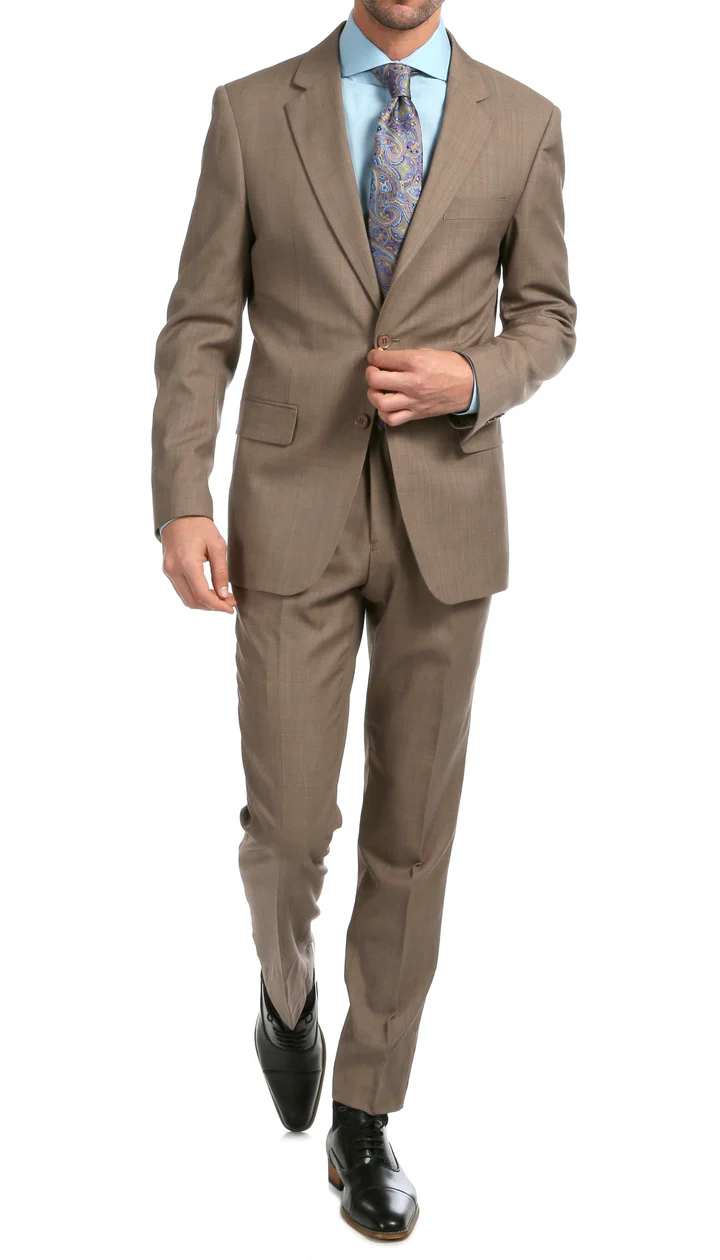 Mason  Sand  Men'S Premium 2 Piece Wool Slim Fit Suit