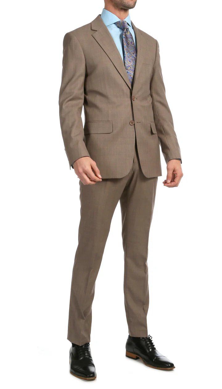 Mason  Sand  Men'S Premium 2 Piece Wool Slim Fit Suit - 38 Short Jacket+32 Waist Adjustable 28to34)(Height: 5 4 to5 7 )(Neck  15-16.5)S-M)