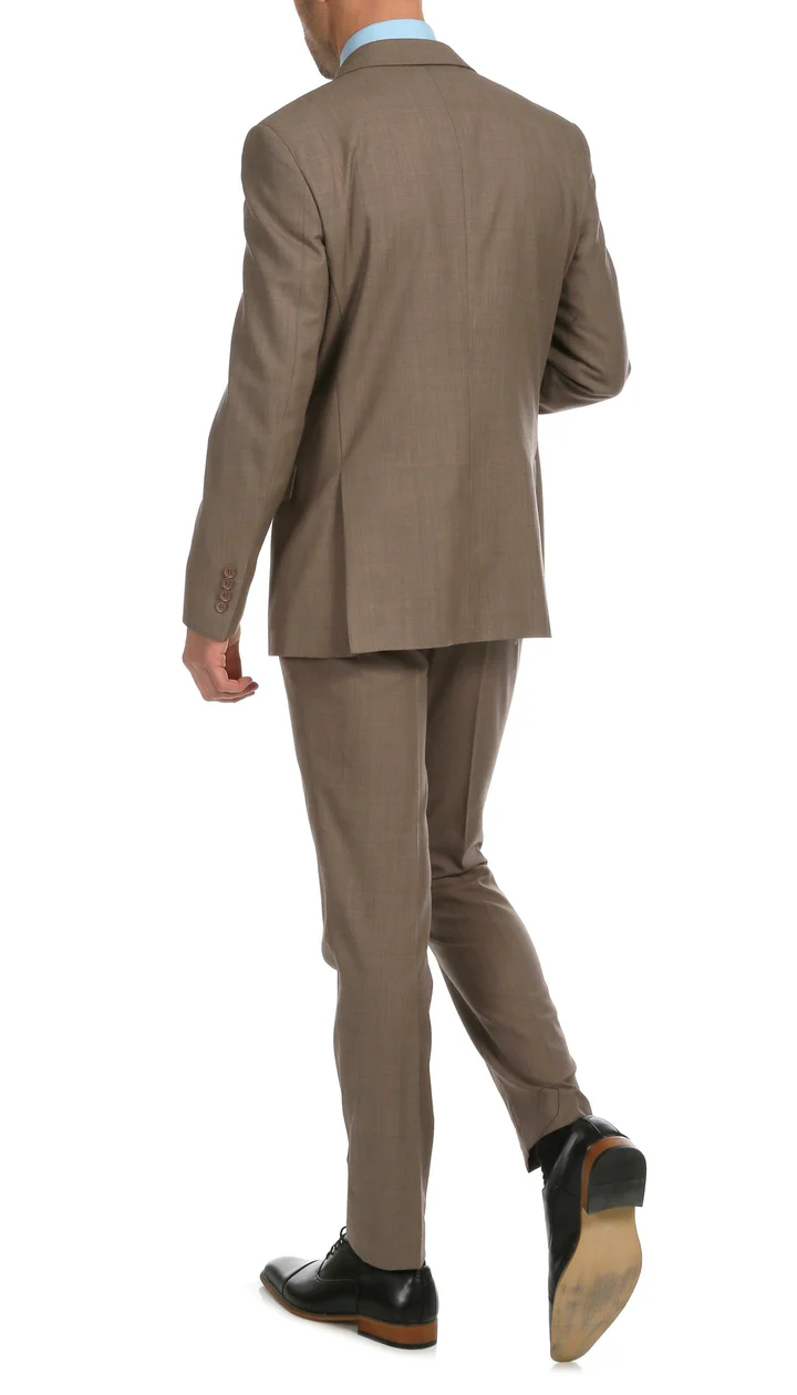 Mason  Sand  Men'S Premium 2 Piece Wool Slim Fit Suit - 38 Short Jacket+32 Waist Adjustable 28to34)(Height: 5 4 to5 7 )(Neck  15-16.5)S-M)