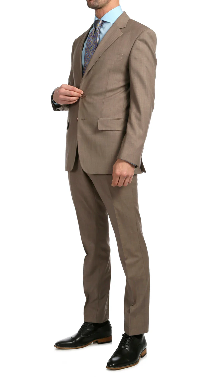 Mason  Sand  Men'S Premium 2 Piece Wool Slim Fit Suit - 38 Short Jacket+32 Waist Adjustable 28to34)(Height: 5 4 to5 7 )(Neck  15-16.5)S-M)