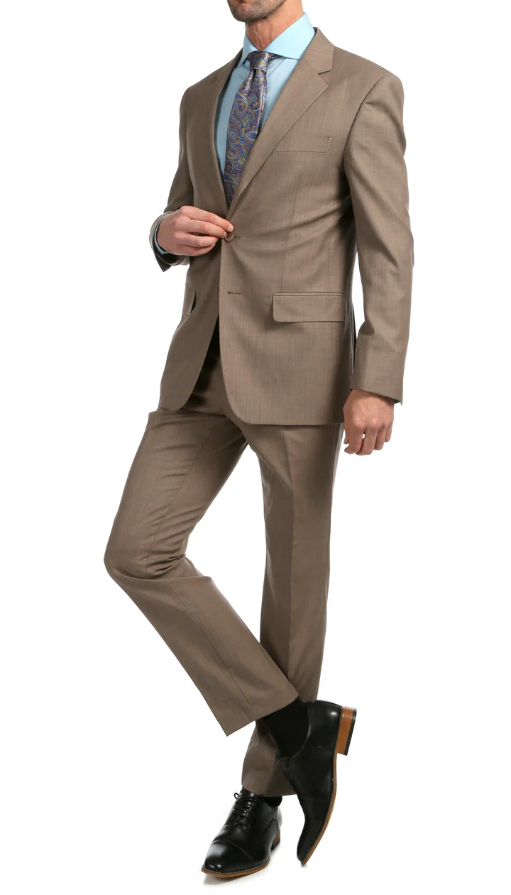 Mason  Sand  Men'S Premium 2 Piece Wool Slim Fit Suit - 38 Short Jacket+32 Waist Adjustable 28to34)(Height: 5 4 to5 7 )(Neck  15-16.5)S-M)
