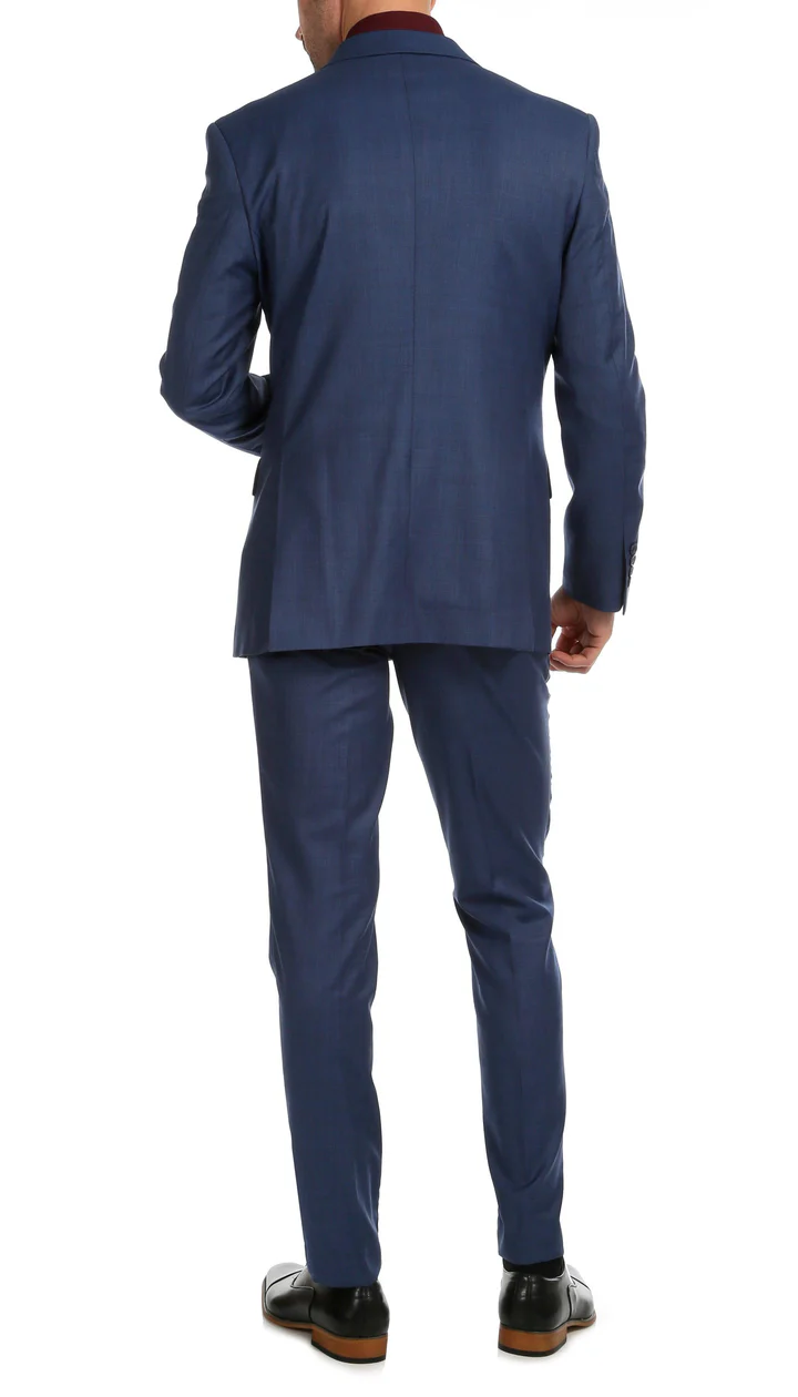 Mason Slate Men'S Premium 2 Piece Wool Slim Fit Suit - 38 Short Jacket+32 Waist Adjustable 28to34)(Height: 5 4 to5 7 )(Neck  15-16.5)S-M)
