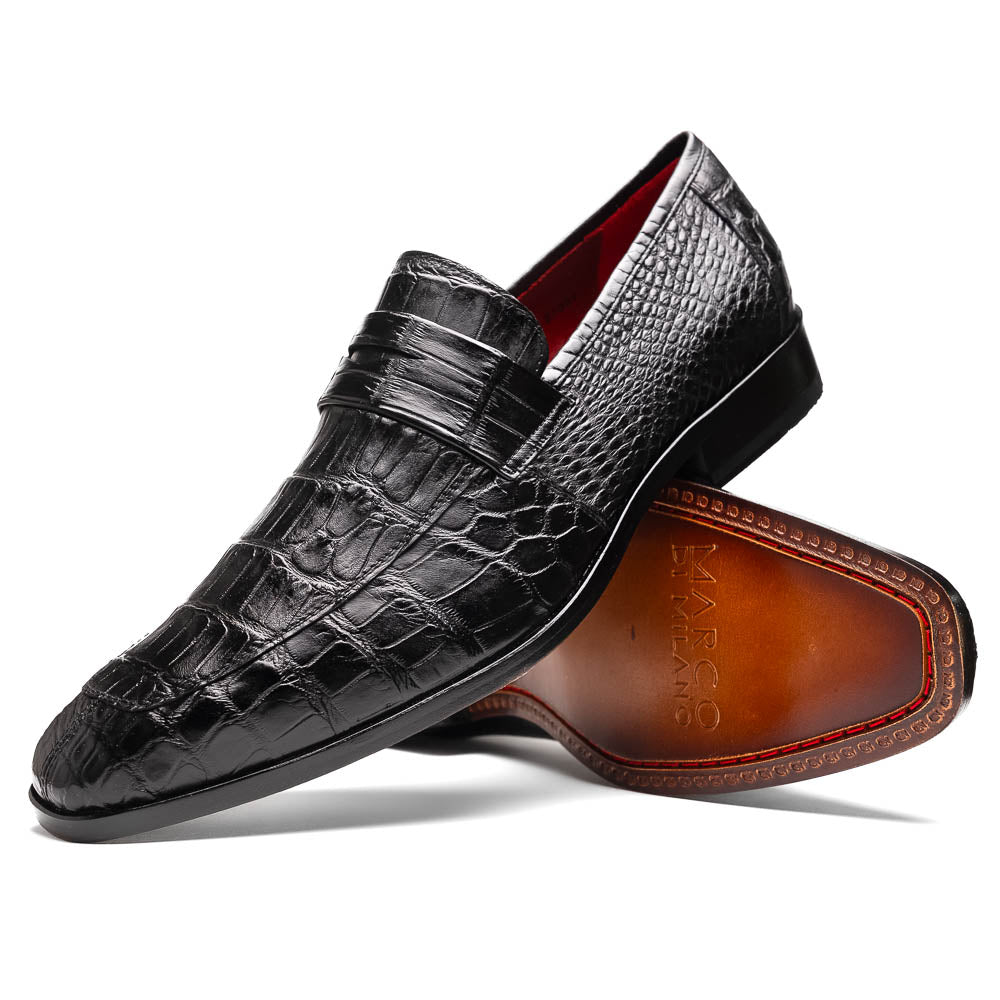 Marco Di Milano Matteo Black Alligator Penny Loafer - 8