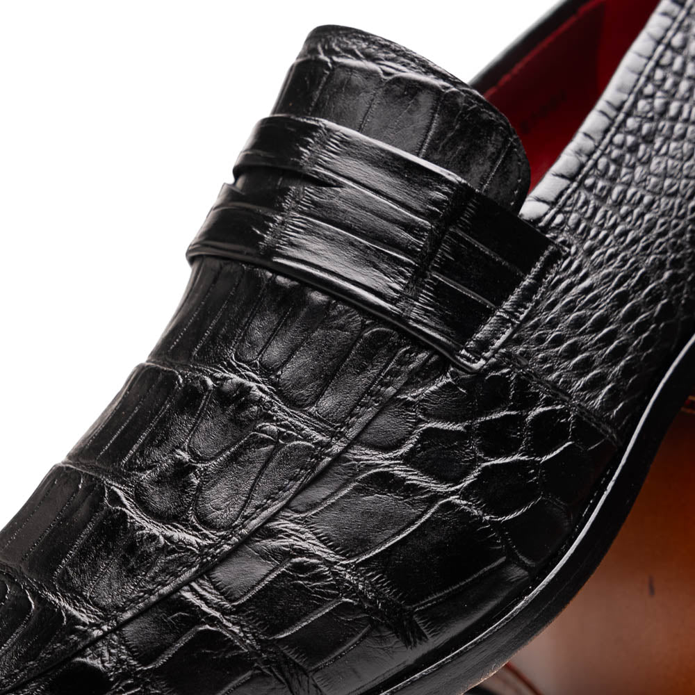 Marco Di Milano Matteo Black Alligator Penny Loafer - 8