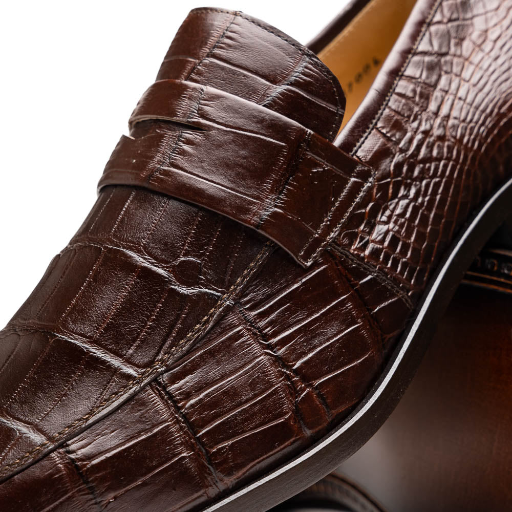 Marco Di Milano Matteo Brown Alligator Penny Loafer - 8