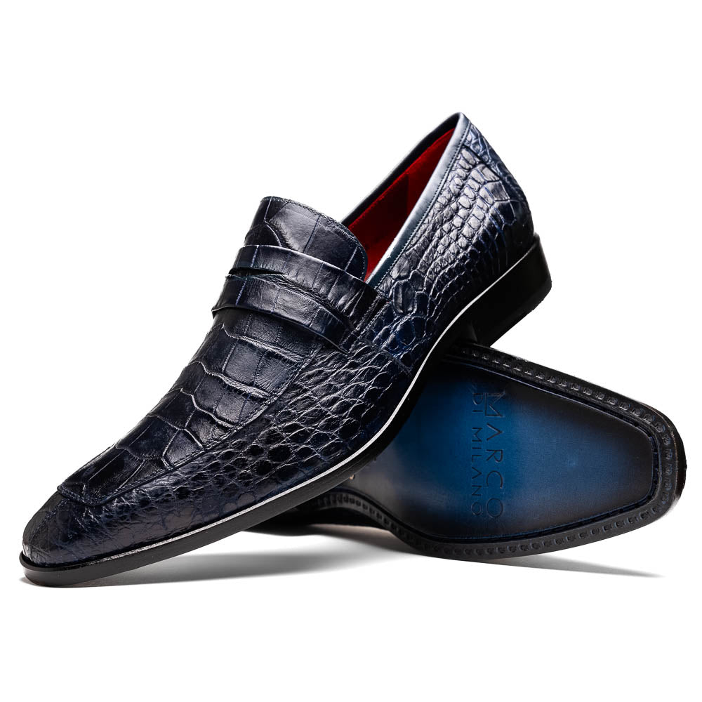 Marco Di Milano Matteo Navy Alligator Penny Loafer - 8
