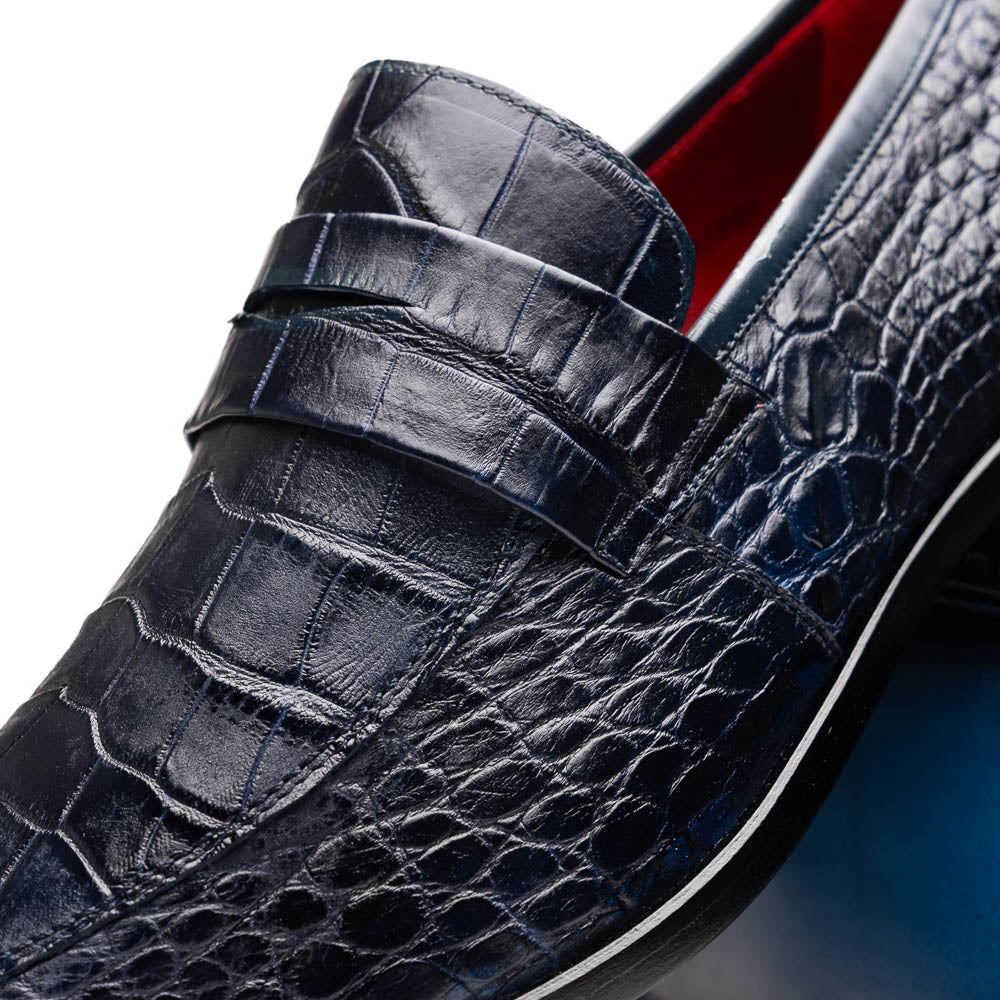 Marco Di Milano Matteo Navy Alligator Penny Loafer - 8