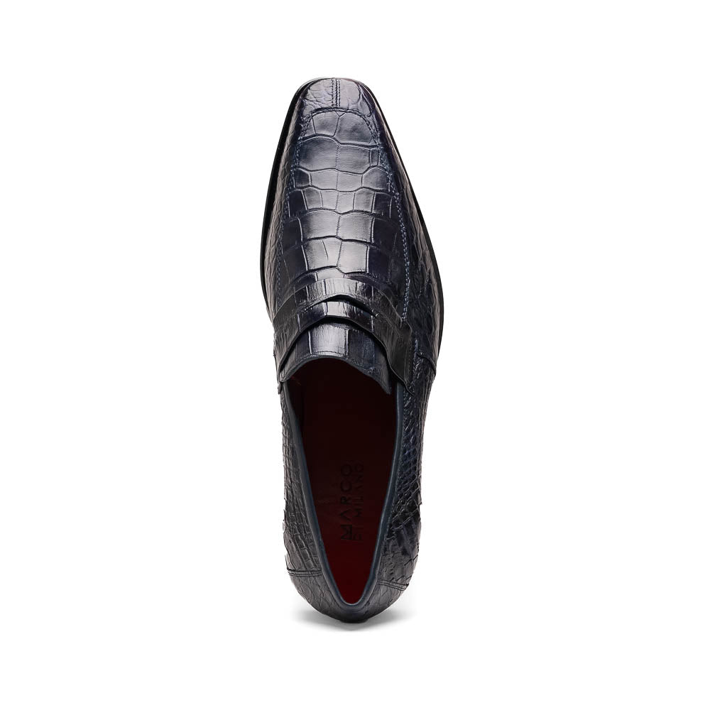 Marco Di Milano Matteo Navy Alligator Penny Loafer - 8