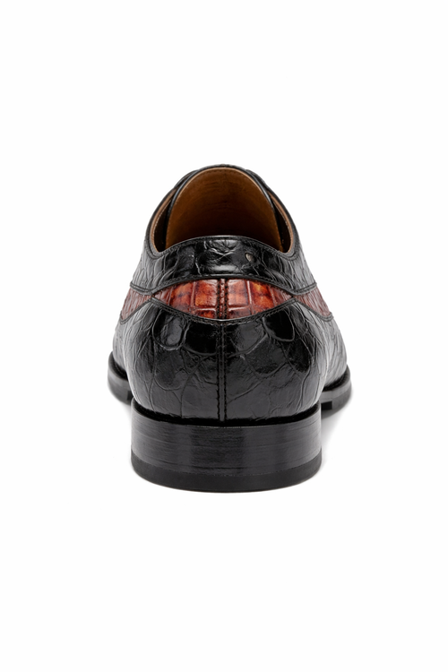 Mauri Dark Brown Gold Alligator Shoes Made Italy Scarface-New Designer Collection
